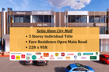 Setia Alam FREEHOLD 3 STOREY INDIVIDUAL SHOPLOT, Face Open Main Road & Residence