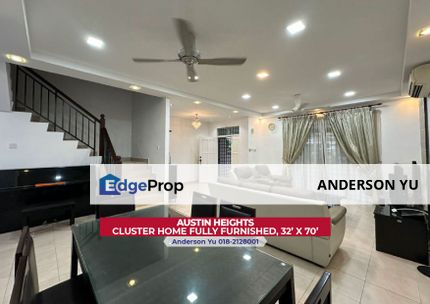 Austin Heights: Well-maintained Cluster House with Fully Furnished at Austin Heights for Rent, Johor, Johor Bahru