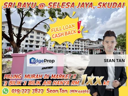 Skudai, Selesa Jaya, Sri Bayu Apartment, 3 Bilik 2 Bilik Air, Johor, Skudai