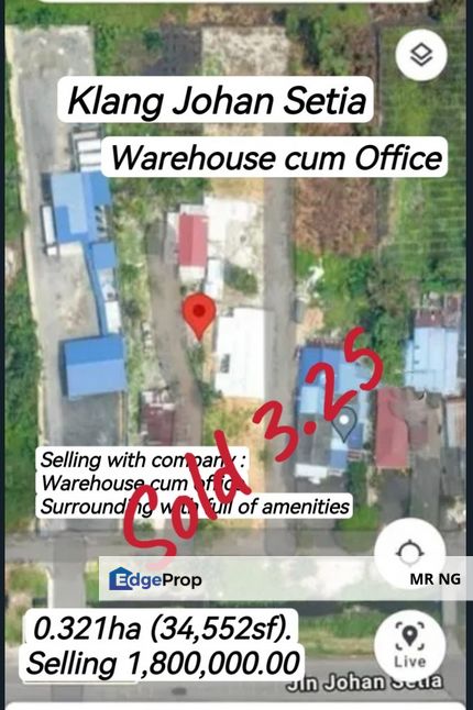 Klang Johan Setia 0.321ha warehouse cum office for sale (1.8million), Selangor, Klang