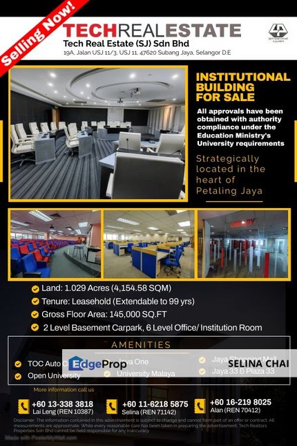 Institutional Building For Sale in Petaling Jaya, Selangor, Selangor, Petaling Jaya