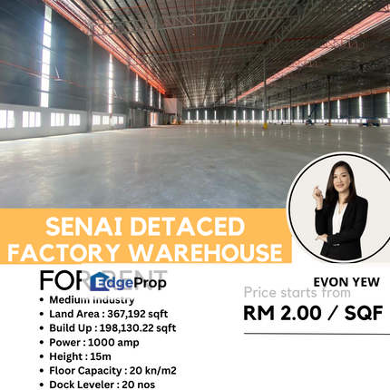 Kawasan Perindustrian Senai  Medium Industrial Warehouse For Rent, Johor, Senai