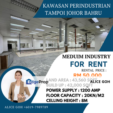 Kawasan Perindustrian Tampoi Jaya Johor Bahru Detached Factory For Rent, Johor, Johor Bahru