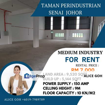 Taman Perindustrian Senai Johor Semi Detached For Rent, Johor, Senai