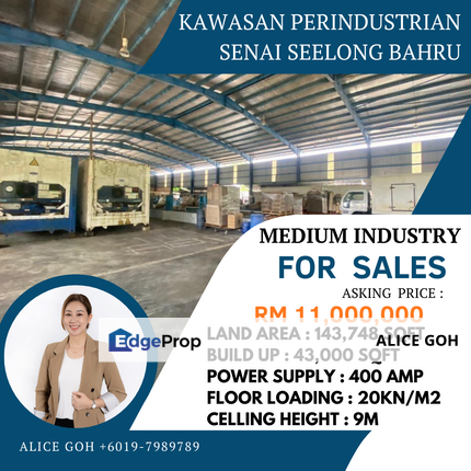 Kawasan Perindustrian Senai Seelong Detached Factory For Sale, Johor, Senai