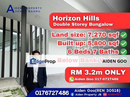 Horizon Hills double storey bungalow for sale below bank value! Iskandar Puteri Nusajaya Bukit Indah Puteri Harbour Eco Botanic Edu City East Ledang L, Johor, Nusajaya