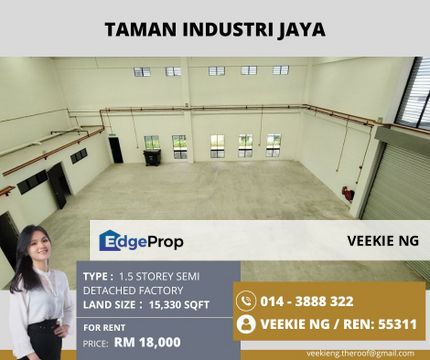 Taman Industri Jaya@1.5 storey semi detached factory, Johor, Skudai