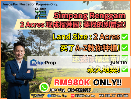 Simpang Renggam 2 Acre Agriculture Land Durian Farm For Sale!!, Johor, Kluang