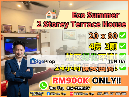 Eco Summer 20x80 Terrace House Unit For Sale!Near Setia indah Mount Austin Bandar Dato Onn Seri Austin Desa Tebrau Pelangi Indah Taman Gaya Eco Spring, Johor, Johor Bahru