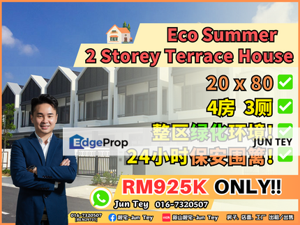 Eco Summer 20x80 Terrace House Unblock Unit For Sale!Near Setia indah Mount Austin Bandar Dato Onn Seri Austin Desa Tebrau Pelangi Indah Taman Gaya, Johor, Johor Bahru