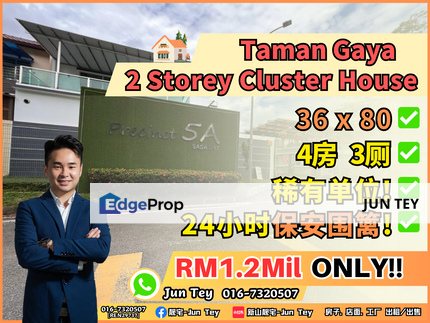 Taman Gaya 2 Storey Cluster 36x80 Good Unit For Sale!Near Setia indah Mount Austin Bandar Dato Onn Seri Austin Desa Tebrau Pelangi Indah Eco Summer, Johor, Ulu Tiram