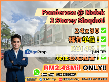 Ponderosa Molek 24x80 3 Storey Shop For Sale!Near Setia indah Bandar Dato Onn Seri Austin Desa Tebrau Pelangi Indah Taman Gaya Johor Jaya Plentong., Johor, Johor Bahru