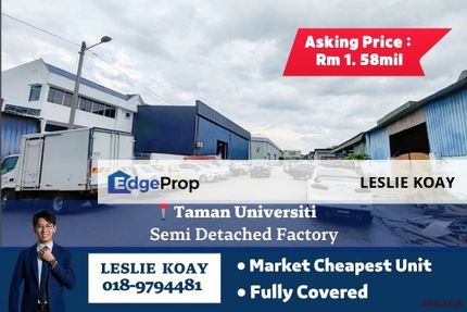 Taman Universiti Semi-DFactory For Sale! Senai Kulai Desa Cemerlang Tebrau Ulu Tiram Plentong Seroja SILC Gelang Patah Austin Saleng Eco Business Park, Johor, Skudai