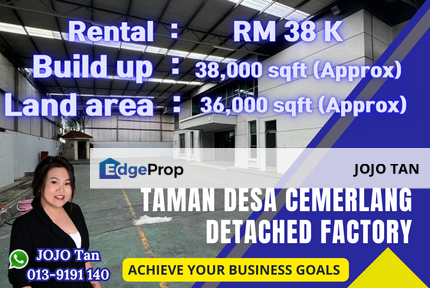 Detached Factory For Rent, Johor, Ulu Tiram