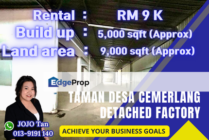 Detached Factory For Rent, Johor, Ulu Tiram