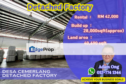 Detached Factory For Rent, Johor, Ulu Tiram