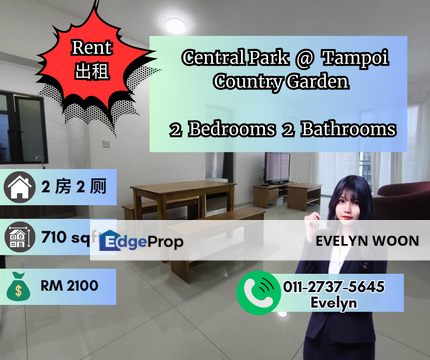 Central Park @ Tampoi Country Garden 2 Bedrooms For Rent, Johor, Johor Bahru