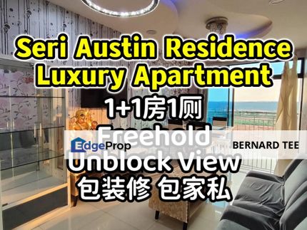 Seri Austin Luxury Apartment 整间有装修 包家私与电器 unblock unit 1+1房1厕 永久地契出售, Johor, Johor Bahru