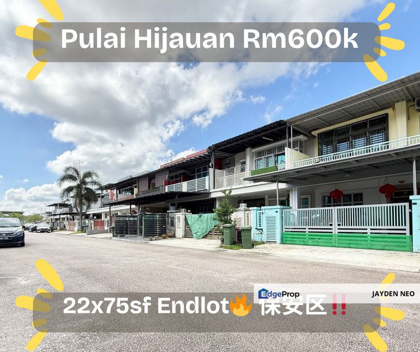 Taman Pulai HIjauan Double Storey Endlot 22x75sqft, Johor, Kangkar Pulai