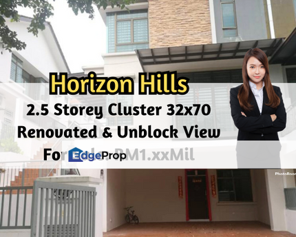 Horizon Hills, 2,5 Storey Cluster 32x70, Renovated Unit, Unblock View, Johor, Nusajaya