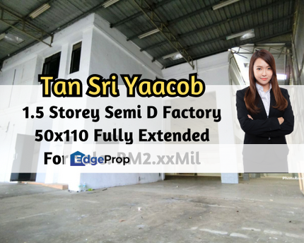 Tan Sri Yaacob, 1.5 Storey Semi D Factory, 50x110, Fully Extended, Johor, Skudai