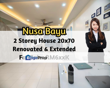 Taman Nusa Bayu, Iskandar Puteri (Nusajaya), Johor, 2 Storey House 20x70, Renovated, Good Condition, Extended, Johor, Nusajaya