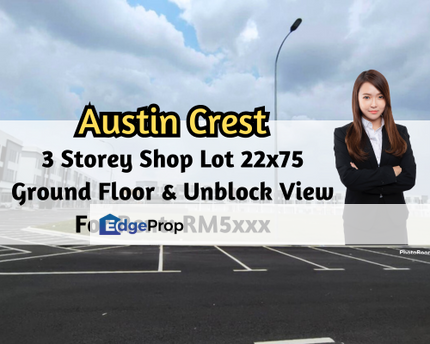 Emerald 1, Crest Austin, Johor Bahru, Johor, Ground Floor 22x75, Unblock View, Mount Austin, Johor, Johor Bahru