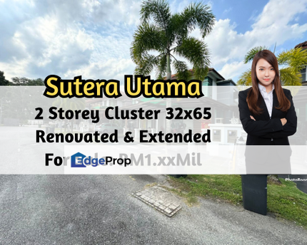 Taman Sutera Utama, Skudai, Johor, 2 Storey Cluster 32x65, Unblock View, Renovated & Extended, Johor, Skudai