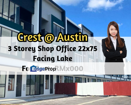 Emerald 1, Crest Austin, Johor Bahru, Johor, 3 Storey Shop Office 22x75, Facing Lake, Johor, Johor Bahru