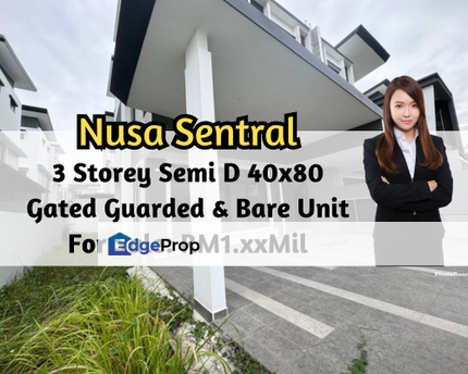 Winter Pavilion @ Taman Nusa Sentral, Iskandar Puteri, Johor, 3 Storey Semi-D 40x80, Gated Guarded, Bare Unit, Johor, 