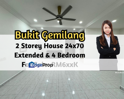 Taman Bukit Gemilang, Skudai, Johor, 2 Storey House 24x70, Extended, 4 Bedroom, Johor, Skudai