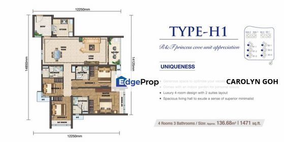 R&F Princess Cove / 4 Bedrooms / High Floor / City View, Johor, Johor Bahru