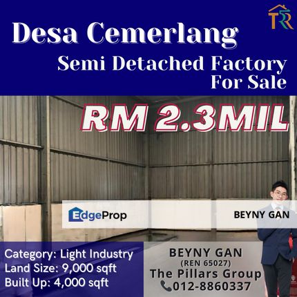 (Kawasan Perindustrian Desa Cemerlang) Semi Detached Factory, Johor, Ulu Tiram