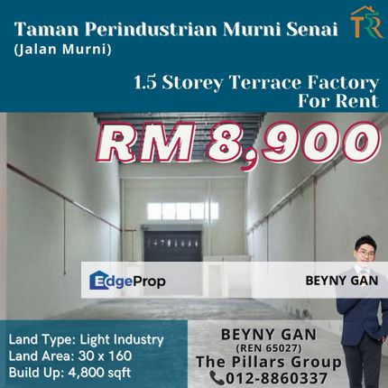 (Taman Perindustrian Murni Senai @ Jalan Murni) 1.5 Storey Terrace Factory, Johor, Senai