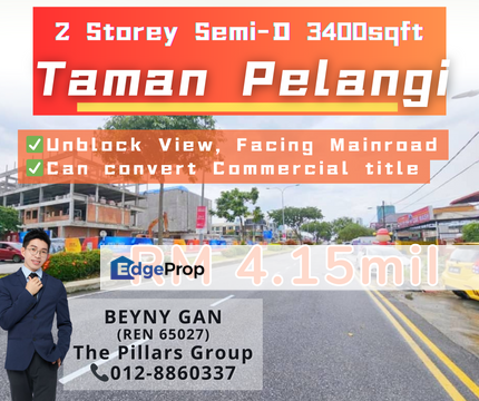 Jalan Serampang @ Taman Pelangi, JB town Double Storey Semi D, Johor, Johor Bahru