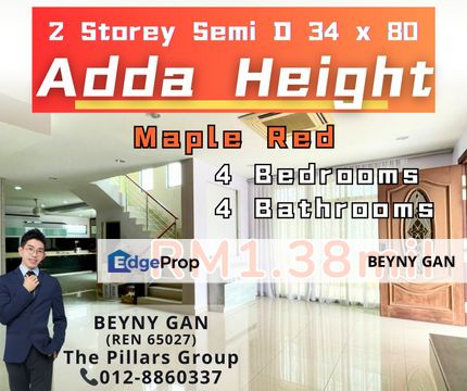 (Adda Heights, Maple Red) Double Storey Semi Detached House, Johor, Johor Bahru