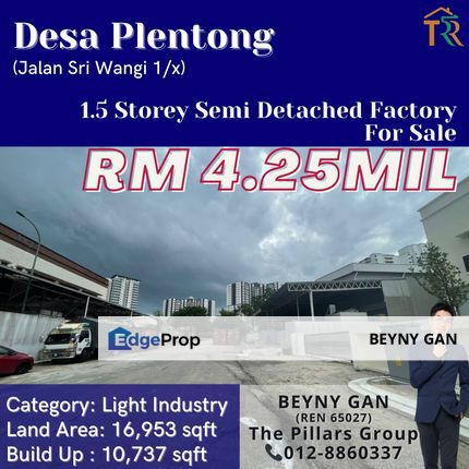 (Jalan Sri Wangi 1/x ,Taman Perindustrian Desa Plentong) 1.5 Storey Semi Detached Factory, Johor, Masai