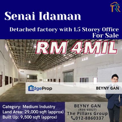 (Senai Idaman) Detached Factory Attach with 1.5 Storey Office Building , Johor, Senai