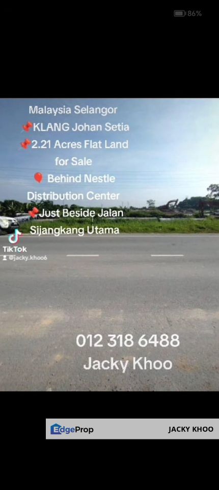 KLANG Johan Setia Land 📌2.21 Acres Flat Land for Sale  🎈 Behind Nestle Distribution Center  📌Just Beside Jalan Sijangkang Utama , Selangor, Klang