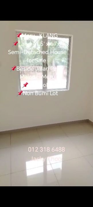 Meru , KLANG,  Land 41.5' x 67.6' Semi-Detached House for Sale  📌Beside Jalan Pasar Malam , Meru 📌Freehold  📌NON BUMI LOT 🔥Brand New Unit🔥 📌Mala, Selangor, Klang