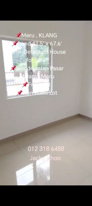Meru , KLANG,  Land 41.5' x 67.6' Semi-Detached House for Sale  📌Beside Jalan Pasar Malam , Meru 📌Freehold  📌NON BUMI LOT 🔥Brand New Unit🔥 📌Mala, Selangor, Klang