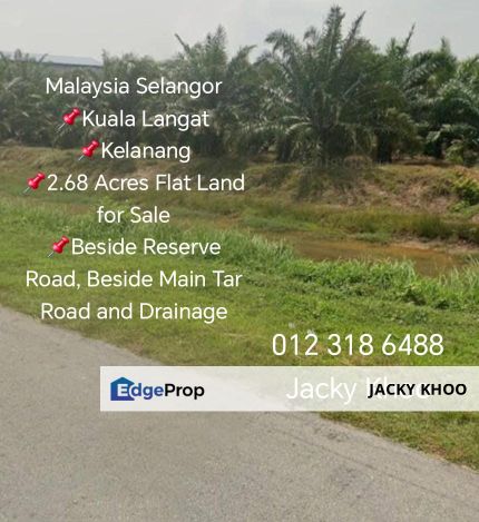 Kelanang , Banting, Morib, Kuala Langat, 📌2.68 Acres Flat Land for Sale 📌Beside Reserve Road, Beside Main Tar Road and Drainage, Selangor, Banting