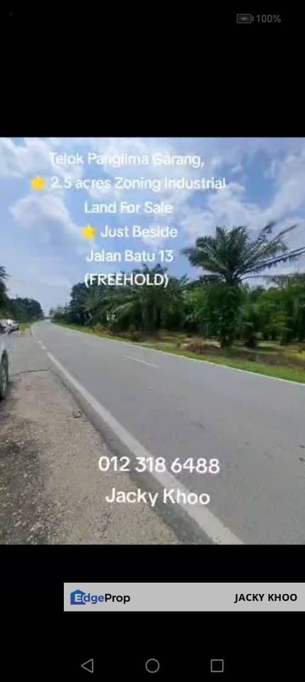 Telok Panglima Garang,  ⭐ 2.5 acres Zoning Industrial  Land For Sale  ⭐ Just Beside Jalan Batu 13 , Selangor, Telok Panglima Garang