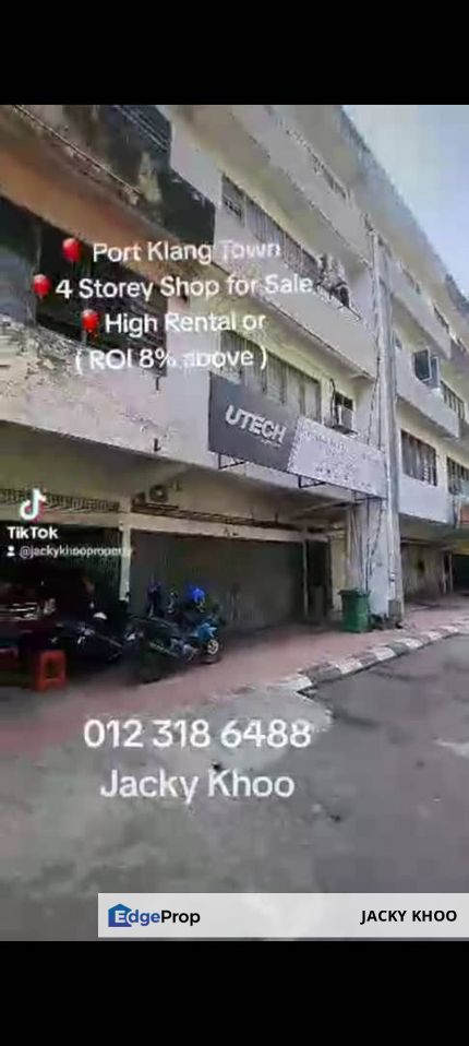 Port Klang Town 🎈4 Storey Shop for Sale 🎈High Rental or ( ROI > 7%), Selangor, Klang