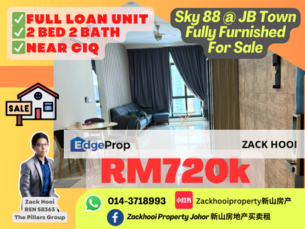 Setia Sky 88, Johor Bahru, Johor @ Full Loan 2 Bed Unit For Sale 10min to CIQ, Johor, Johor Bahru