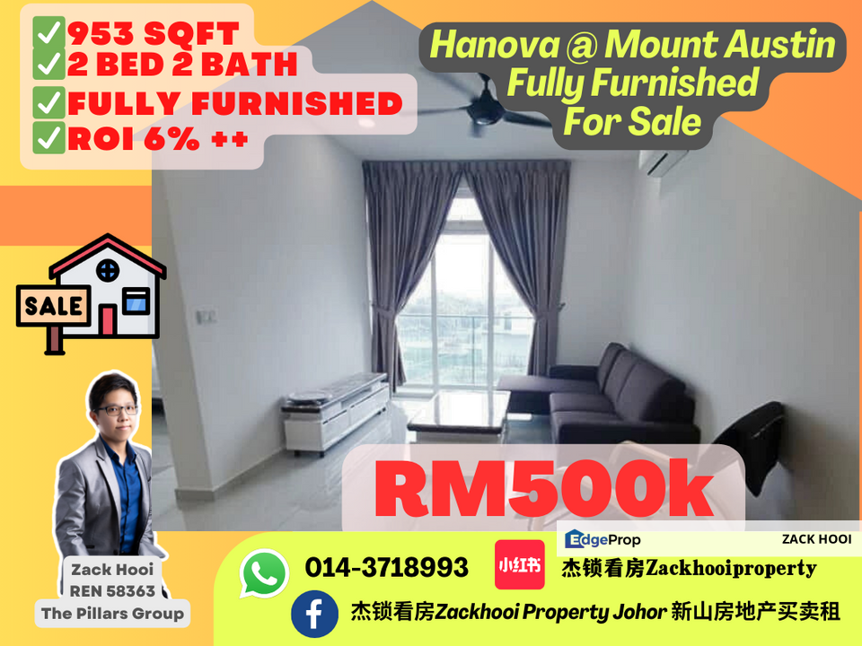 Havona Residence @ Taman Mount Austin, Johor Bahru, Johor @ Fully Furnished 2 Bedroom 953 sqft With Car Park For Sale, Johor, Johor Bahru