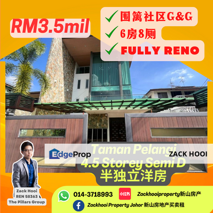 Fully Renovated Pelangi 4.5 Storey Semi D, Johor, Johor Bahru