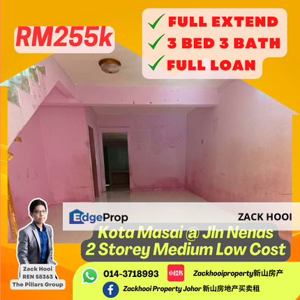 2 Storey Low Cost Fully Extend Full Loan Unit, Johor, Pasir Gudang