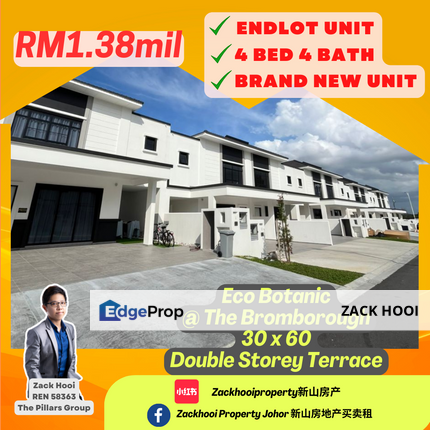 The Borough @ Eco Botanic 2, Iskandar Puteri, Johor @ Brand New 2 Storey Endlot Original Condition unit For Sale, Johor, 