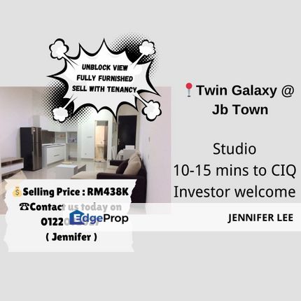 Studio Fully Furnished Twin Galaxy. JB for Sales, Johor, Johor Bahru